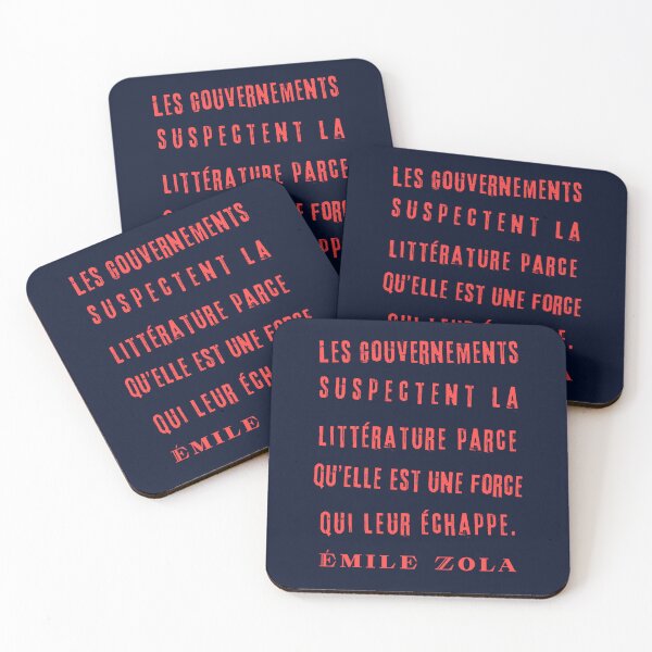 Item preview, Émile Zola quote: Les gouvernements suspectent la littérature parce qu'elle est une force qui leur échappe. designed and sold by artbleed.