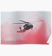 Helicopter Lands in Smoke Poster