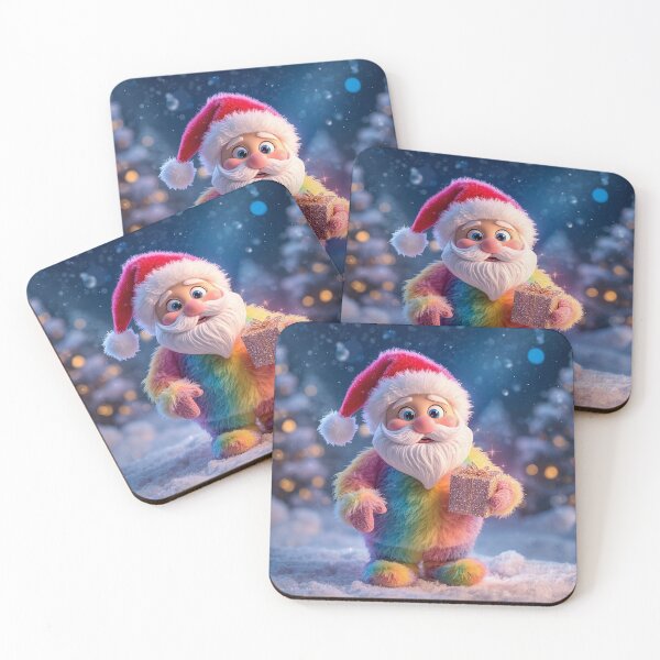 Item preview, Rainbow Plush Santa – A Magical Burst of Holiday Joy designed and sold by PixelVibe782.