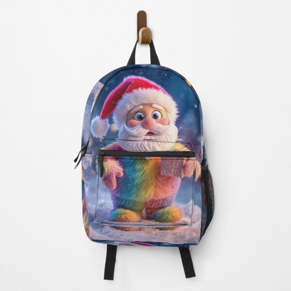 Item preview, Rainbow Plush Santa – A Magical Burst of Holiday Joy designed and sold by PixelVibe782.