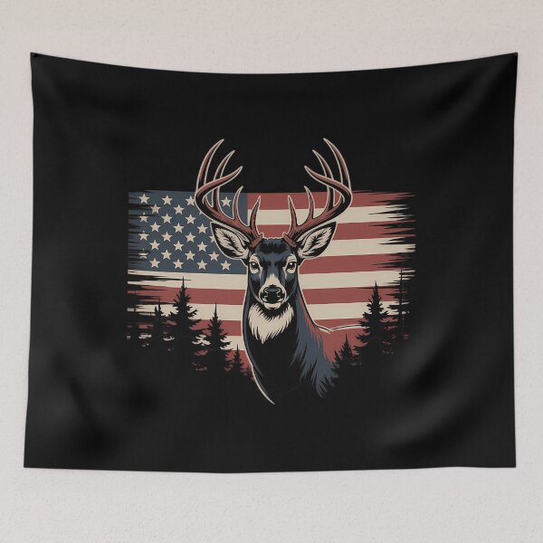 Item preview, Deer Hunting American Flag Whitetail Buck Antlers designed and sold by papertaless.