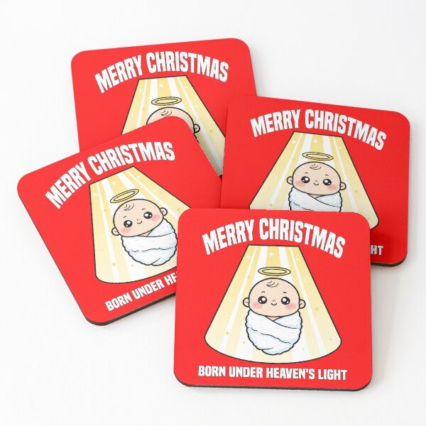 Item preview, MERRY CHRISTMAS - BORN UNDER HEAVEN'S LIGHT | Baby Jesus Heavenly Glow | Religious Nativity Design designed and sold by KEF Custom.