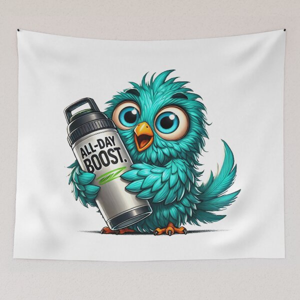 Item preview, All-Day Boost Coffee Bird – Cute Energetic Blue Bird Illustration designed and sold by Lulunza.