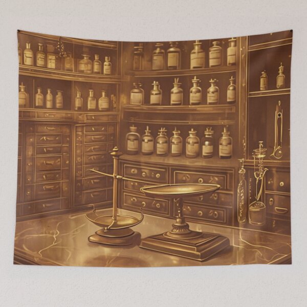 Item preview, Victorian Pharmacy Counter | Vintage Apothecary Shop Interior Nostalgia designed and sold by Antik by Schulz.