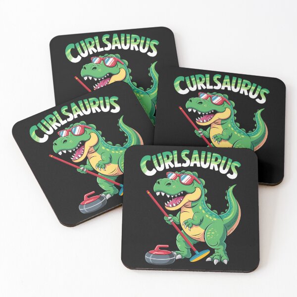 Item preview, cool Dinosaur curling T Rex curler winter Sports designed and sold by cosmicncozyS.