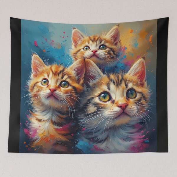 Item preview, Abstract Three Toyger Kittens – Expressive Modern Artistic Painting designed and sold by SweetRossel.