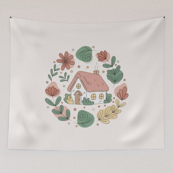 Item preview, Cozy Cottage Surrounded by Floral Wreath Design designed and sold by SplashTastic.