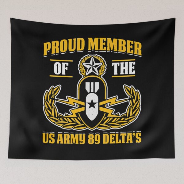 Item preview, Proud Member of the US Army 89 Delta_s - EOD Explosive Ordnance Disposal Master Badge T-Shirt designed and sold by WarrenyButlin.