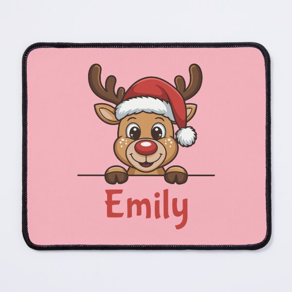 Item preview, Emily Cute Christmas Reindeer Graphic with Santa Hat | Personalized Holiday Gift Idea designed and sold by 89BLACK.