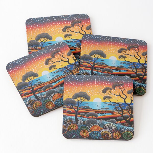 Item preview, Aboriginal Inspired Dot Art - Dawn On Kangaroo Island designed and sold by GrinGalore.