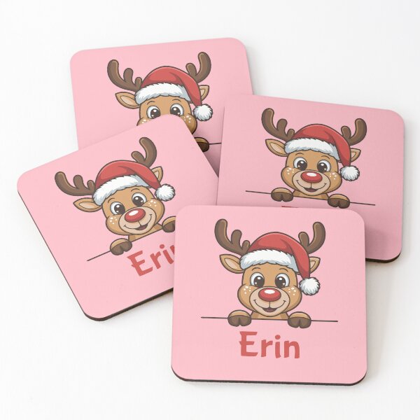 Item preview, Erin Cute Christmas Reindeer Graphic with Santa Hat | Personalized Holiday Gift Idea designed and sold by 89BLACK.