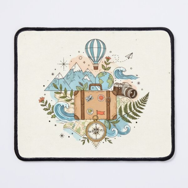 Item preview, Wanderlust Travel Sketchbook Collage - Hand Drawn Adventure Art Print - Aesthetic Global Explorer Design designed and sold by Wordoncloth.