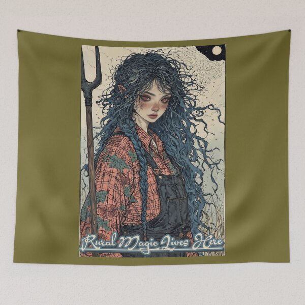 Item preview, Dark Cottagecore Elf – Cosmic Farm Girl Illustration designed and sold by Neer arts.