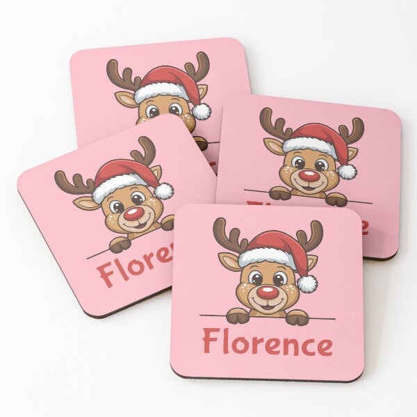 Artikelvorschau, Niedliche Weihnachts-Rentiergrafik mit Weihnachtsmannmütze aus Florenz | Personalisierte Geschenkidee für die Feiertage entworfen und verkauft von 89BLACK.
