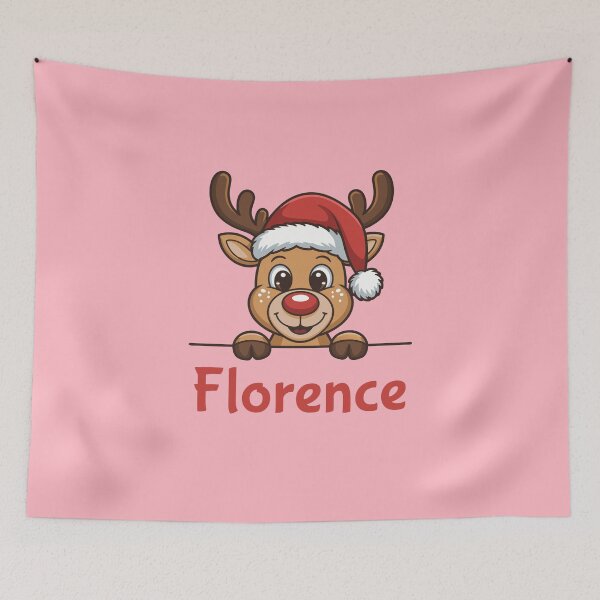 Artikelvorschau, Niedliche Weihnachts-Rentiergrafik mit Weihnachtsmannmütze aus Florenz | Personalisierte Geschenkidee für die Feiertage entworfen und verkauft von 89BLACK.