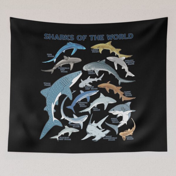 Item preview, Tiger Shark Nurse Shark Blue Shark Whale Shark Mako Shark Sharks of the world designed and sold by NicGrayGraphic.