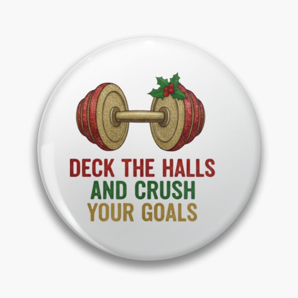Item preview, Christmas Workout T-Shirt: Festive Dumbbell Ornament with Holly. Deck the Halls and Crush Your Goals Quote designed and sold by ZyxDes.
