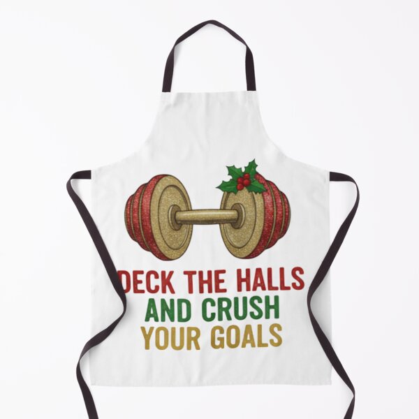 Item preview, Christmas Workout T-Shirt: Festive Dumbbell Ornament with Holly. Deck the Halls and Crush Your Goals Quote designed and sold by ZyxDes.