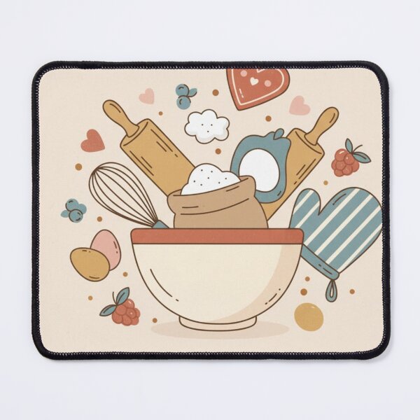 Item preview, Baked with Love Kitchen Illustration - Cute Modern Home Baker Design - Whisk and Rolling Pin Graphic designed and sold by Wordoncloth.