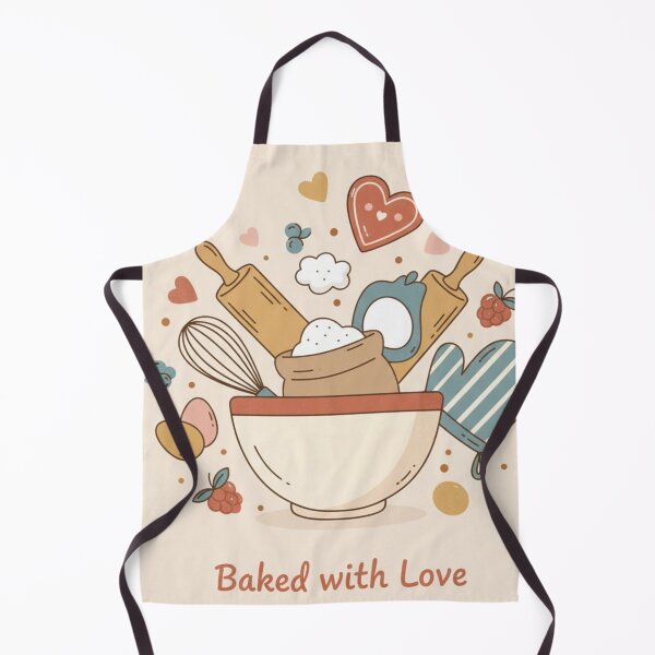 Item preview, Baked with Love Kitchen Illustration - Cute Modern Home Baker Design - Whisk and Rolling Pin Graphic designed and sold by Wordoncloth.