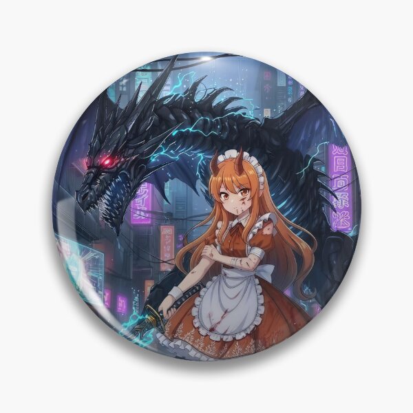 Item preview, Cyberpunk Dragon Maid and Her Dark Beast designed and sold by DomeGeekArt.
