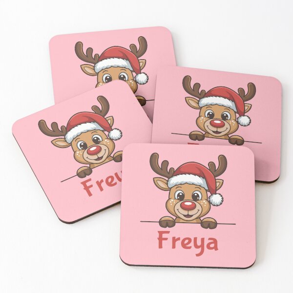 Artikelvorschau, Freya – Niedliche Weihnachtsrentier-Grafik mit Weihnachtsmannmütze | Personalisierte Geschenkidee für Weihnachten entworfen und verkauft von 89BLACK.