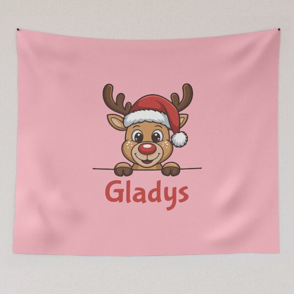 Item preview, Gladys Cute Christmas Reindeer Graphic with Santa Hat | Personalized Holiday Gift Idea designed and sold by 89BLACK.