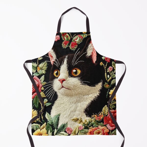 Item preview, Embroidered Cat & Floral Garden designed and sold by Myra365Art.