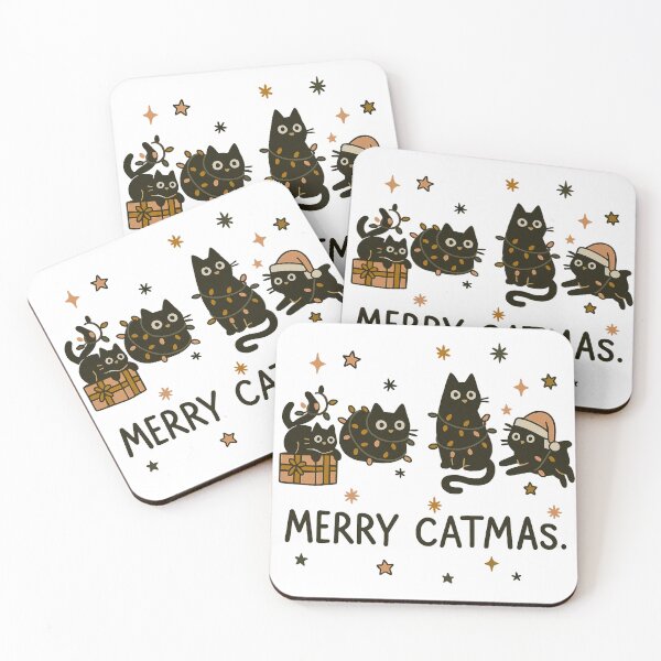 Item preview, Merry Catmas Cute Black Cats Christmas Sticker designed and sold by myMuzick.