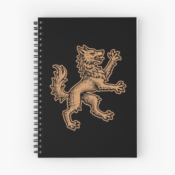 Aperçu de l'œuvre Loup héraldique – Gravure sur bois médiévale ancienne créée et vendue par Eversole Design Co..