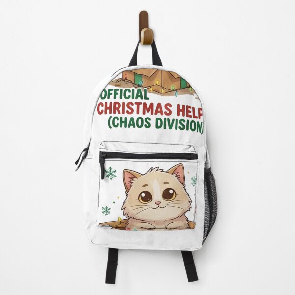 Item preview, Official Christmas Helper (Chaos Division) Cat T-Shirt: Funny Feline in Gift Box with Lights & Snowflakes designed and sold by ZyxDes.