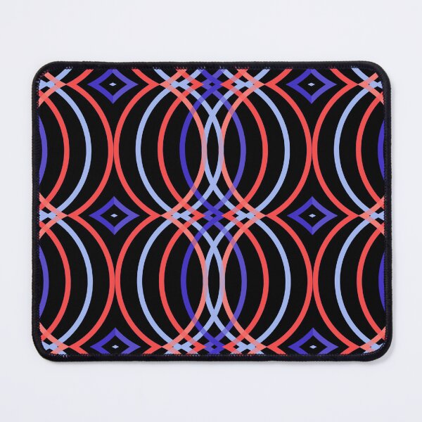 Item preview, Salmon Red Aqua Circle Strips on Navy designed and sold by Shapes-Mania.