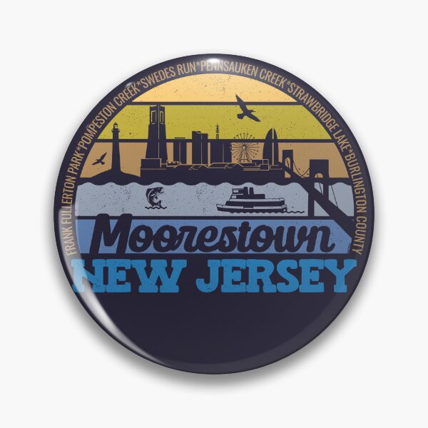 Item preview, Moorestown New Jersey Sunset Retro Vintage Local Pride Logo designed and sold by CRHPOD20.