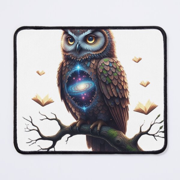 Item preview, Cosmic Wisdom | Galaxy Owl with Flying Books Fantasy Art designed and sold by MonaRose_Art.