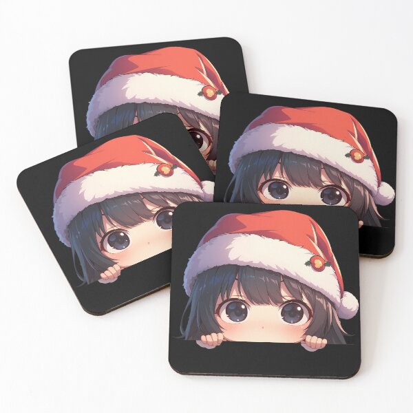 Item preview, Tsukihi Araragi Bakemonogatari Anime Girl Waifu Chibi Kawaii Christmas Peeker Cute Holiday designed and sold by thedarvills.