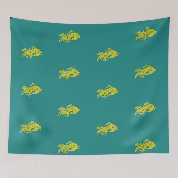 Item preview, LaMaisonOfMY HANDDRAWN MY AMAZING GOLDFISH COLLECTION GOLD GOLDFISH On Green designed and sold by LaMaisonOfMY.