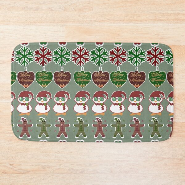 Item preview, Cute Christmas Pattern – Penguins, Gingerbread Men, Snowflakes & Ornaments on Sage Green designed and sold by HopeAndHustle.