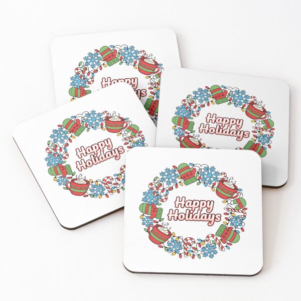 Item preview, Happy Holidays Wreath T-Shirt: Modern Vector Winter Icons designed and sold by ZyxDes.