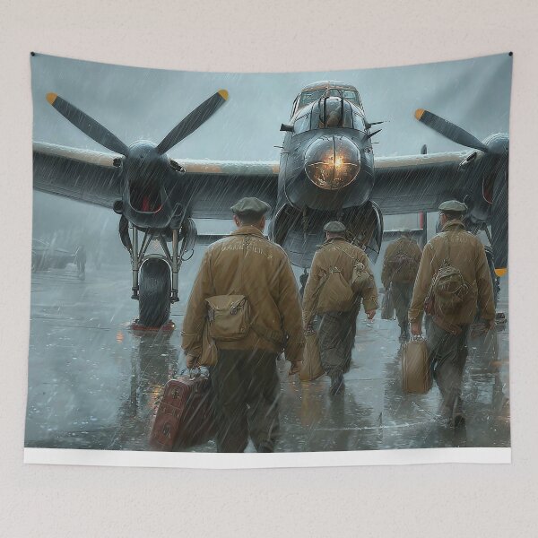 Item preview, WWII Lancaster During Preflight Checks as the Crew Heads Out designed and sold by Skyframe Aviation.