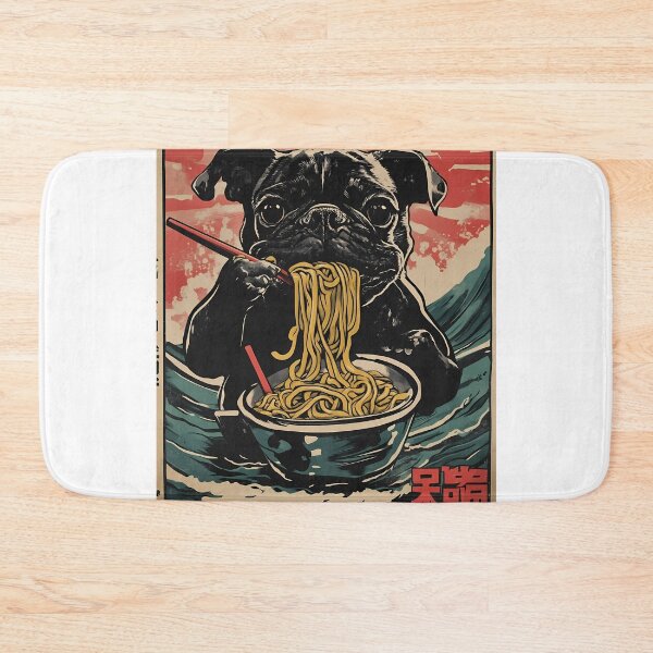 Item preview, Pug Dog Eating Ramen Noodles Japanese Art designed and sold by k3rstman1.