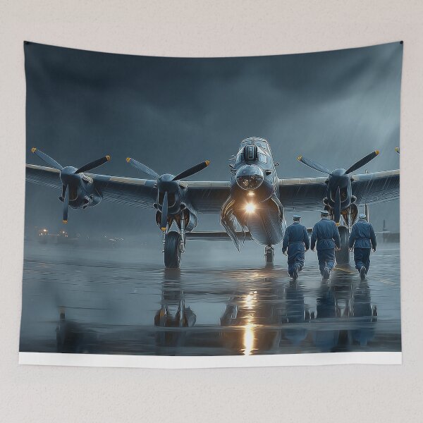 Item preview, Historic Lancaster Preparing for Flight with Aircrew Approaching designed and sold by Skyframe Aviation.