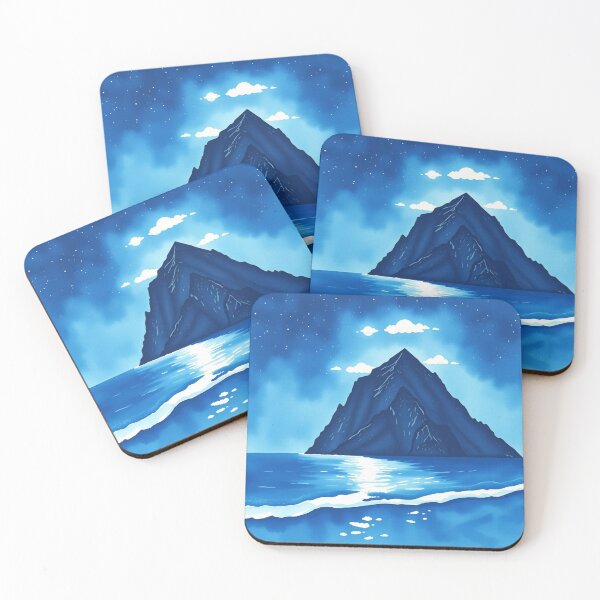 Item preview, Blue Night Mountain Ocean Landscape - Minimalist Art Print designed and sold by EllDAV777.