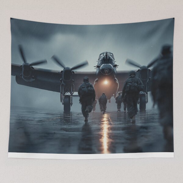 Item preview, The Lancaster Bomber Before Departure with Ground Crew Nearby designed and sold by Skyframe Aviation.