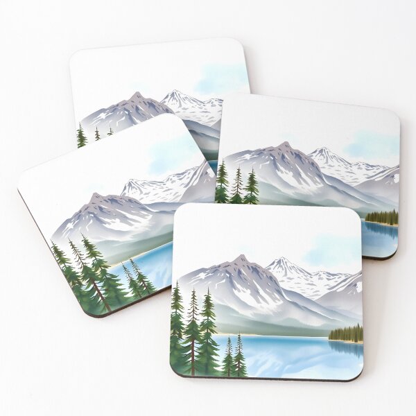 Item preview, Jasper National Park Watercolor – Canadian Rockies Lake Pines designed and sold by EmeraldeaArt.