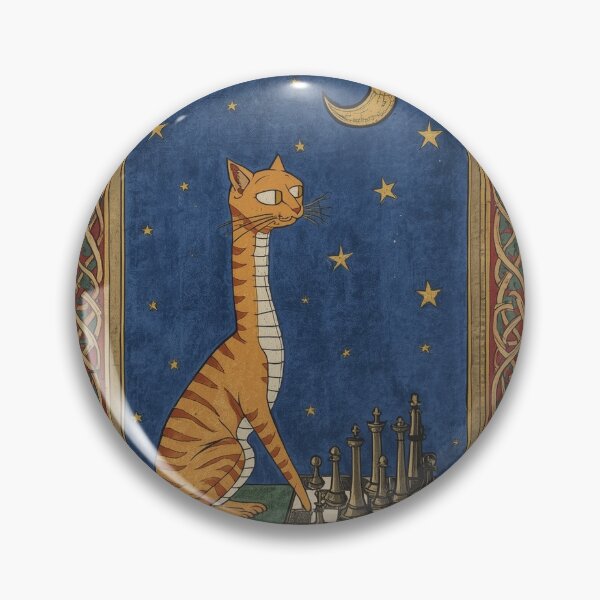 Artikelvorschau, Orangefarbene getigerte Katze spielt Schach – Mittelalterliche Kunst entworfen und verkauft von PictorialWhimsy.