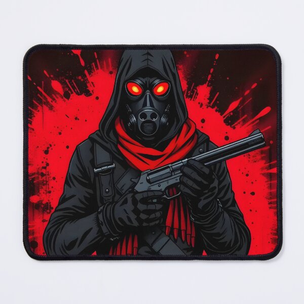 Item preview, Menacing Hooded Assassin in Red Dystopian Splatter designed and sold by RadishWerks.
