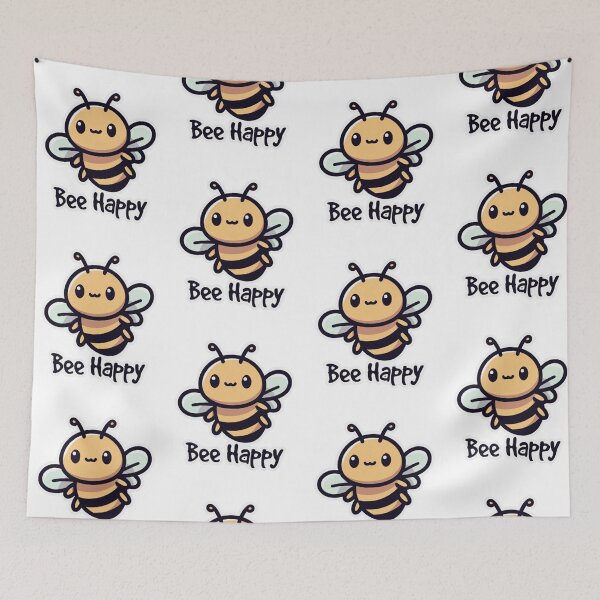 Item preview, Cute “Bee Happy” Kawaii Honey Bee Sticker – Positive Quote designed and sold by LoveDesignMania.
