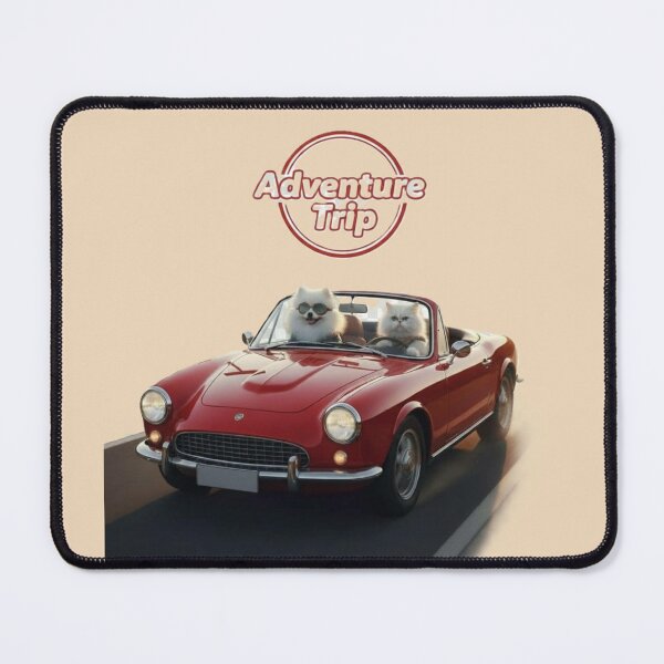 Item preview, Adventure Trip – Dog and Cat Driving a Red Convertible designed and sold by DroolWorthyUS.