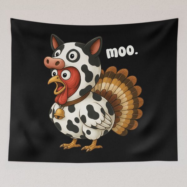 Item preview, Day Moo Thanksgiving Turkey Funny Festive Holiday 90s Cow designed and sold by rebeccathanuos.