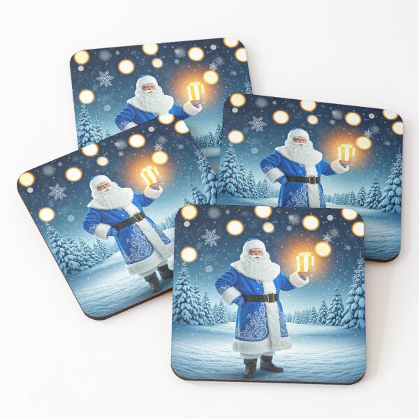 Item preview, Blue-Coat Santa Magic – A Joyful Winter Night Filled With Holiday Wonder designed and sold by PixelVibe782.